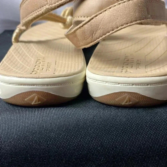 SPERRY TO SIDER WO SIZE 8  GOLD THONG SANDAL ADJ ANKLE STRAP HOOK LOOP CLOSE - Picture 7 of 12